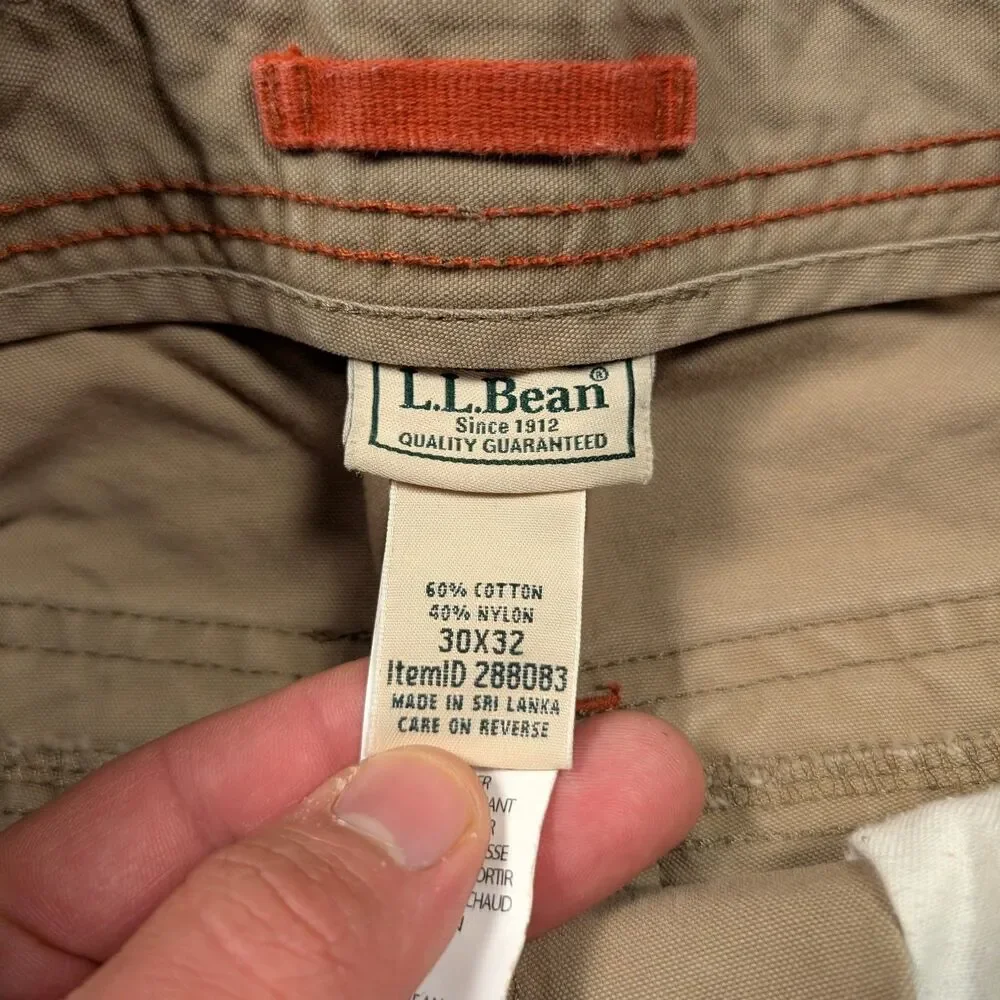 LL Bean Riverton Pants Mens 30x32(31) Beige Hiking Outdoor Utility Cargo